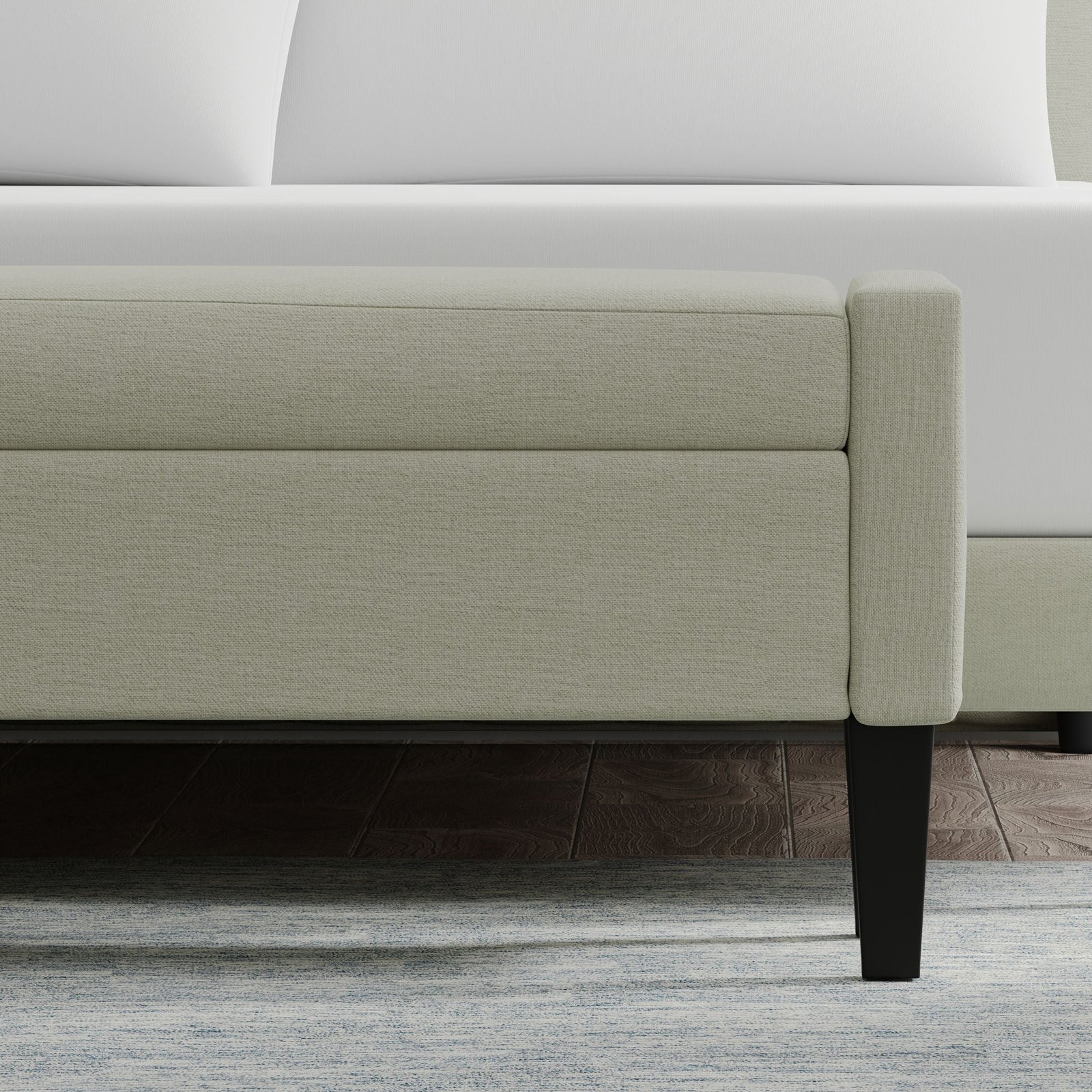 Upholstered Storage Bench with Truncated Arms - Image 4