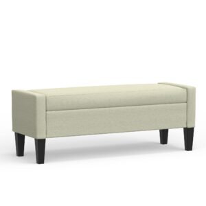 Upholstered Storage Bench with Truncated Arms