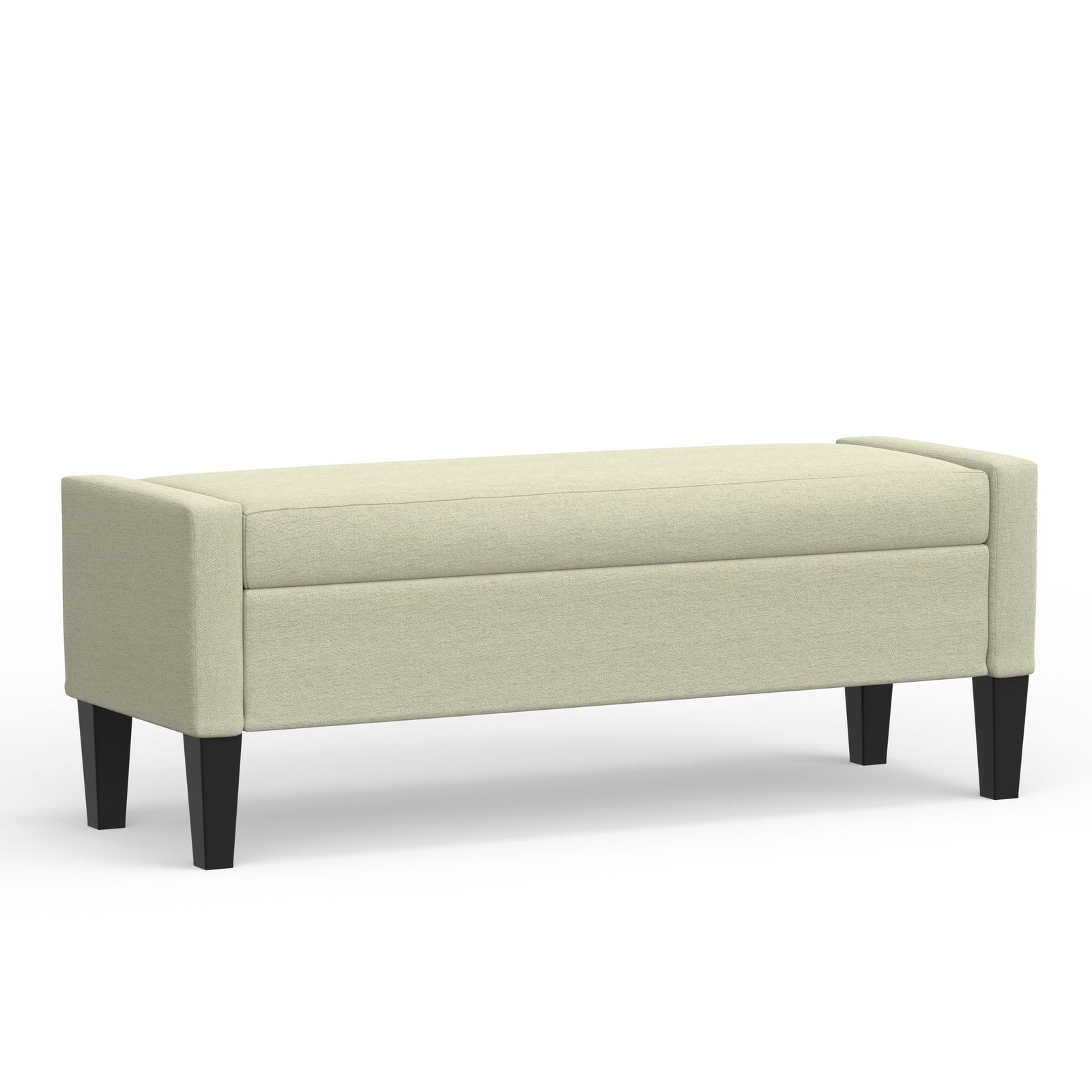 Upholstered Storage Bench with Truncated Arms