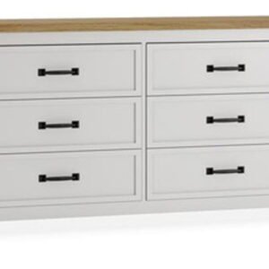 Kerisden - Six Drawer Dresser - White / Brown