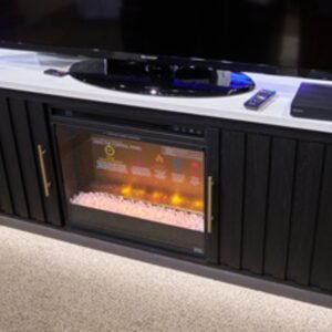 Cadmori - XL TV Stand With Fireplace Option - Black / White