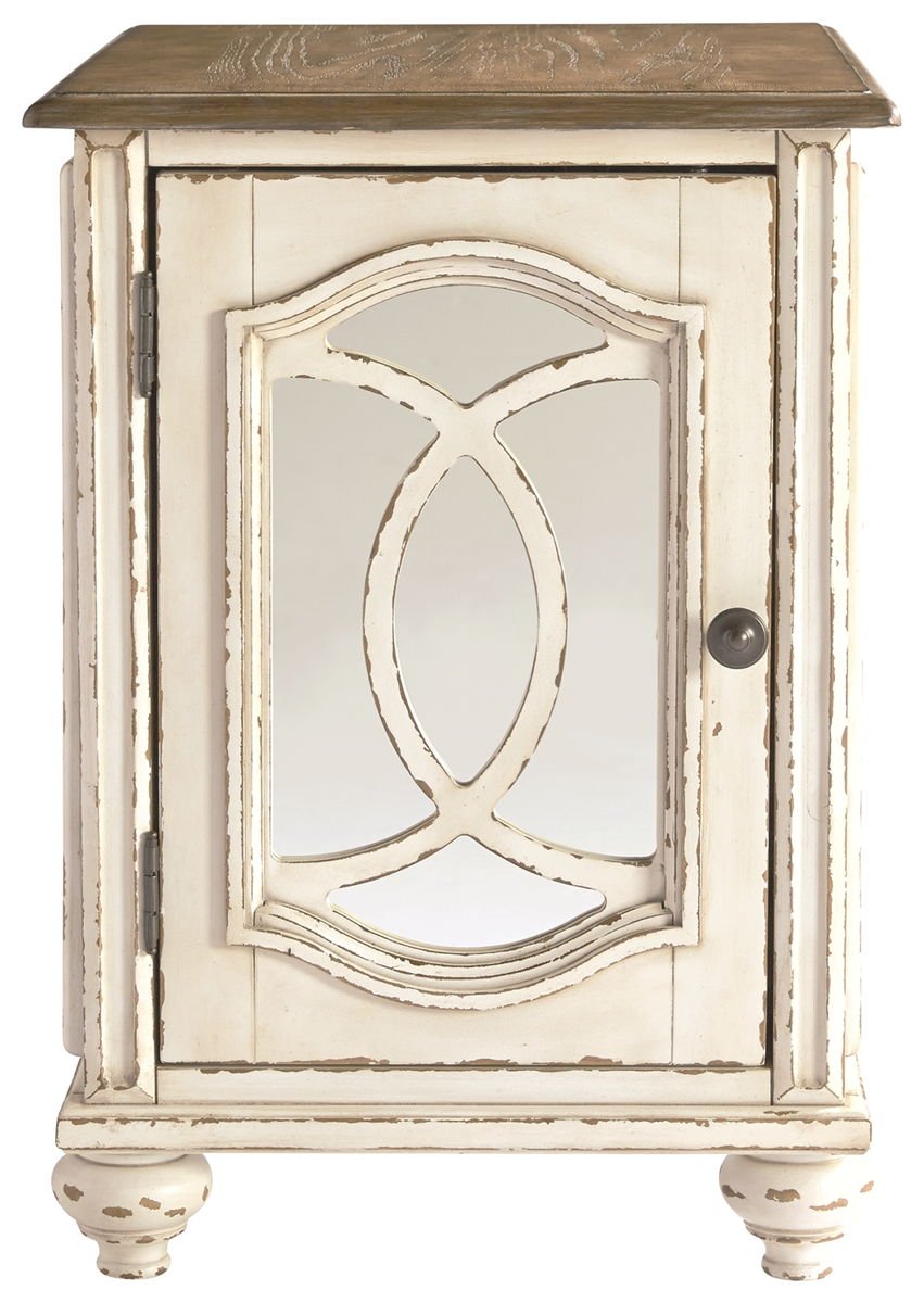 Realyn - Chair Side End Table - Insert Mirror - White / Brown - Image 4