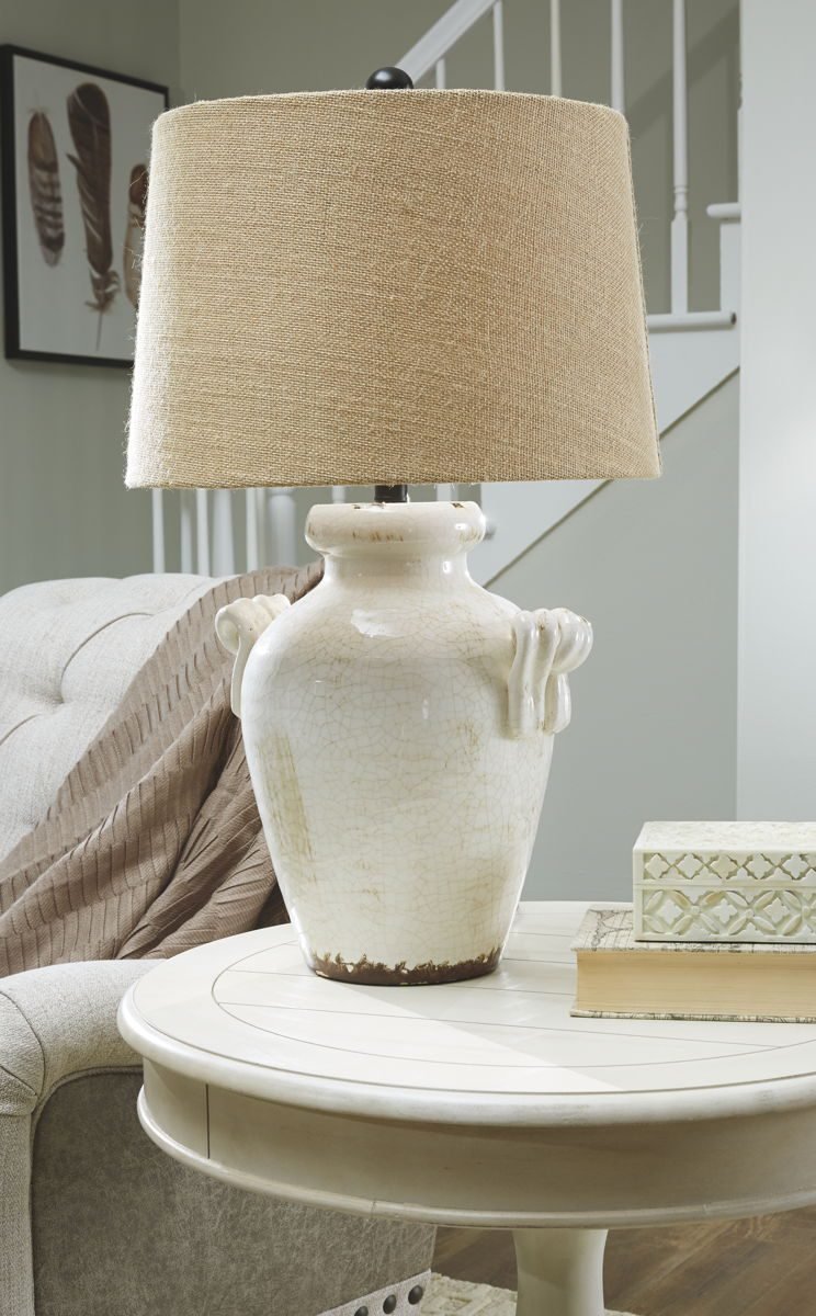 Emelda - Ceramic Table Lamp - Cream - Image 3