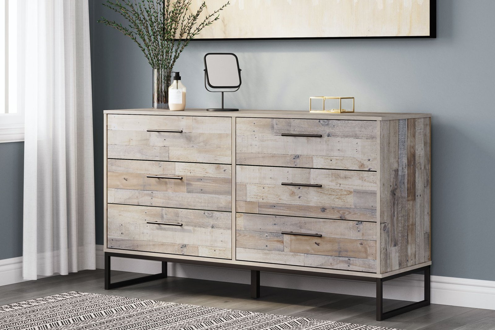 Neilsville - Six Drawer Dresser - Vinyl-Wrapped - Whitewash - Image 4