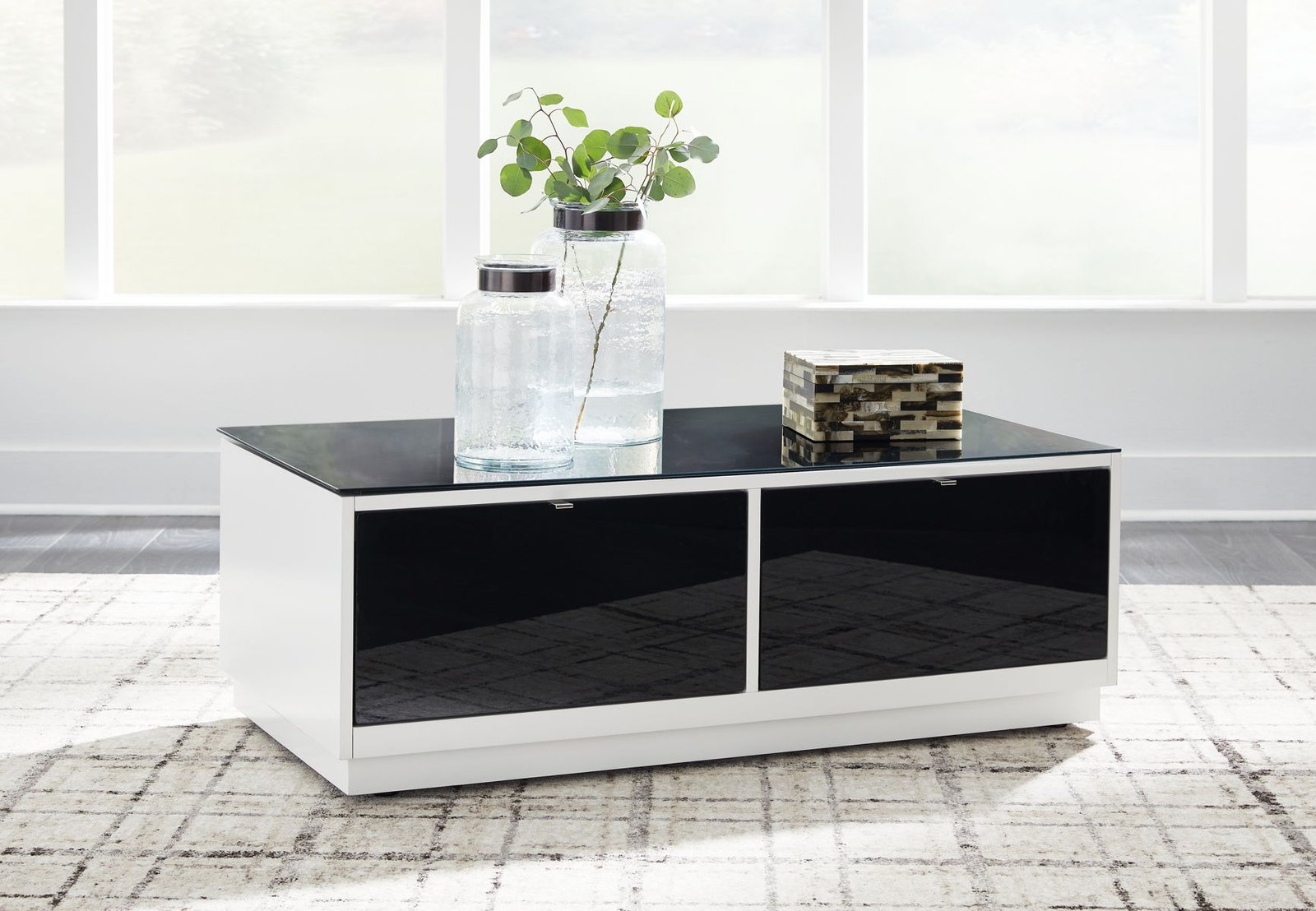 Gardoni - Rectangular Cocktail Table - White / Black - Image 2