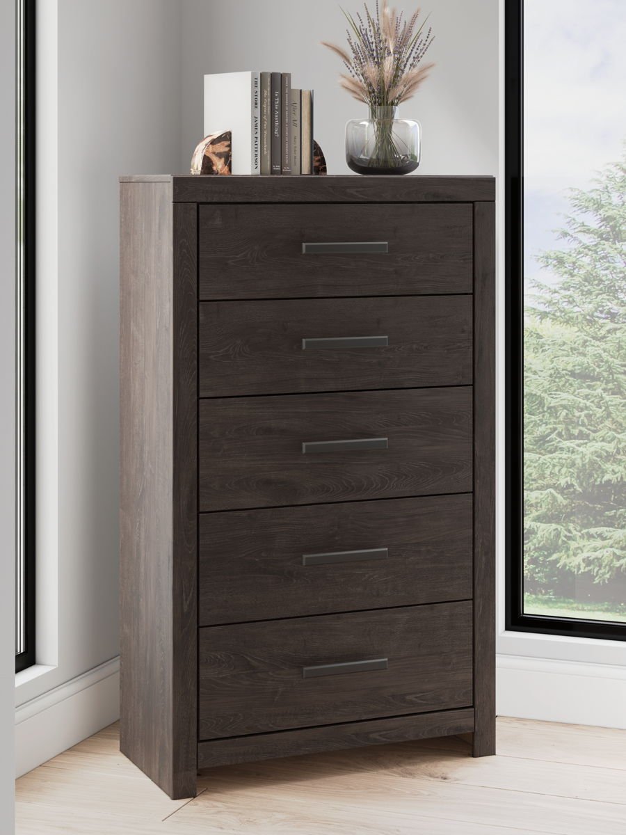Prendonea - Five Drawer Chest - Charcoal - Image 2