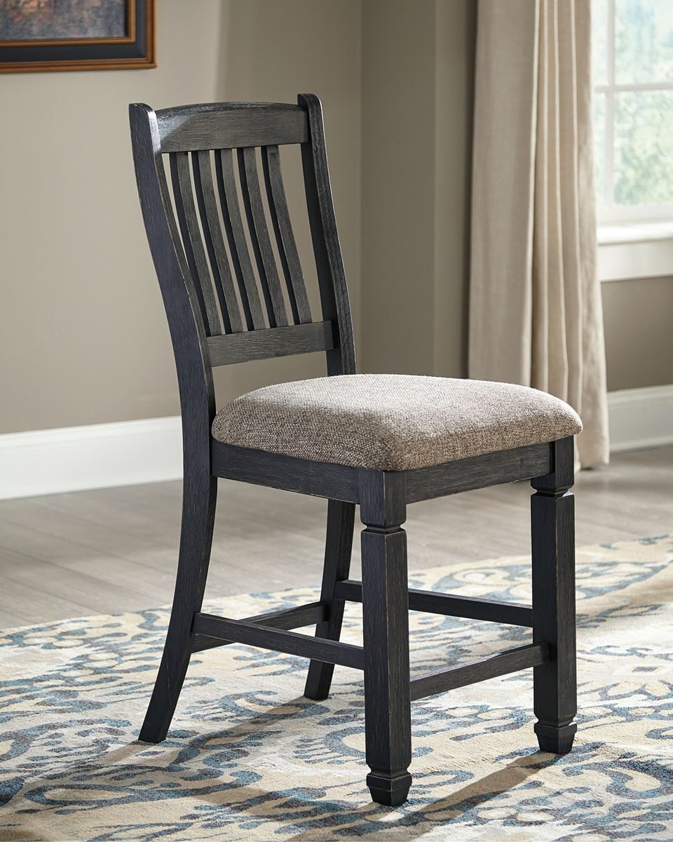 Tyler Creek - Upholstered Barstool (Set of 2) - Black / Grayish Brown - Image 4
