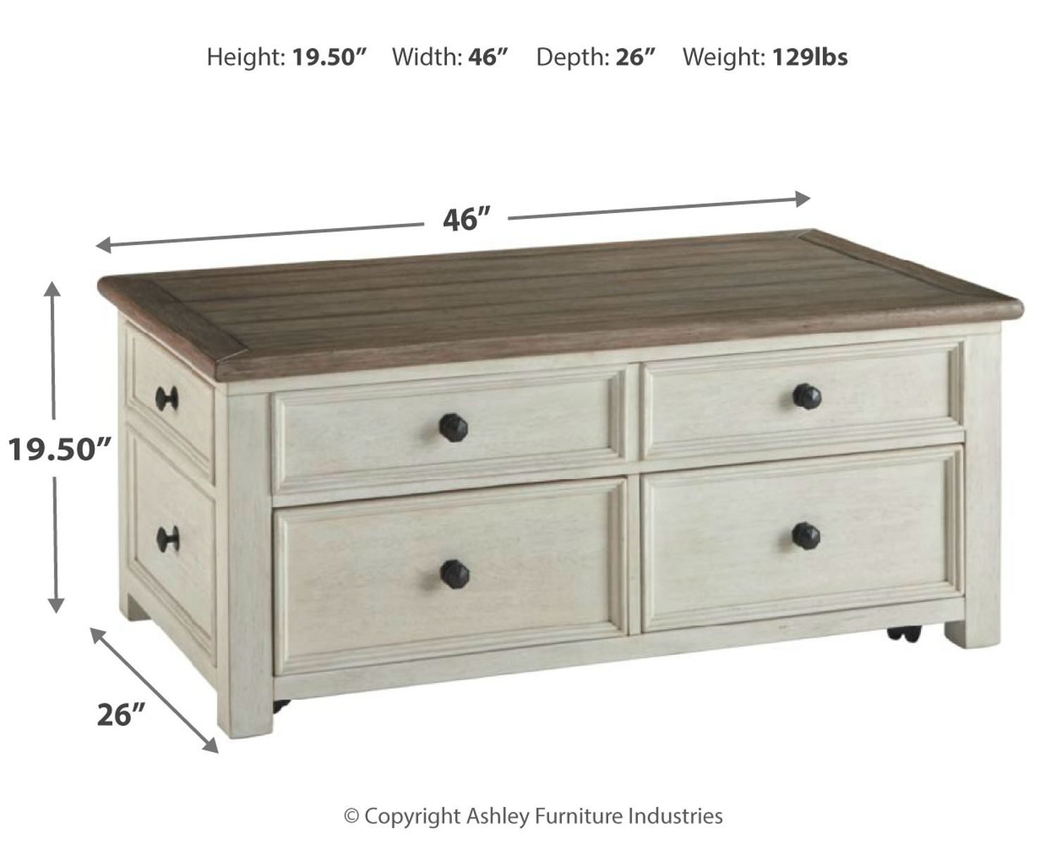 Bolanburg - Lift Top Cocktail Table - White / Brown / Beige - Image 4