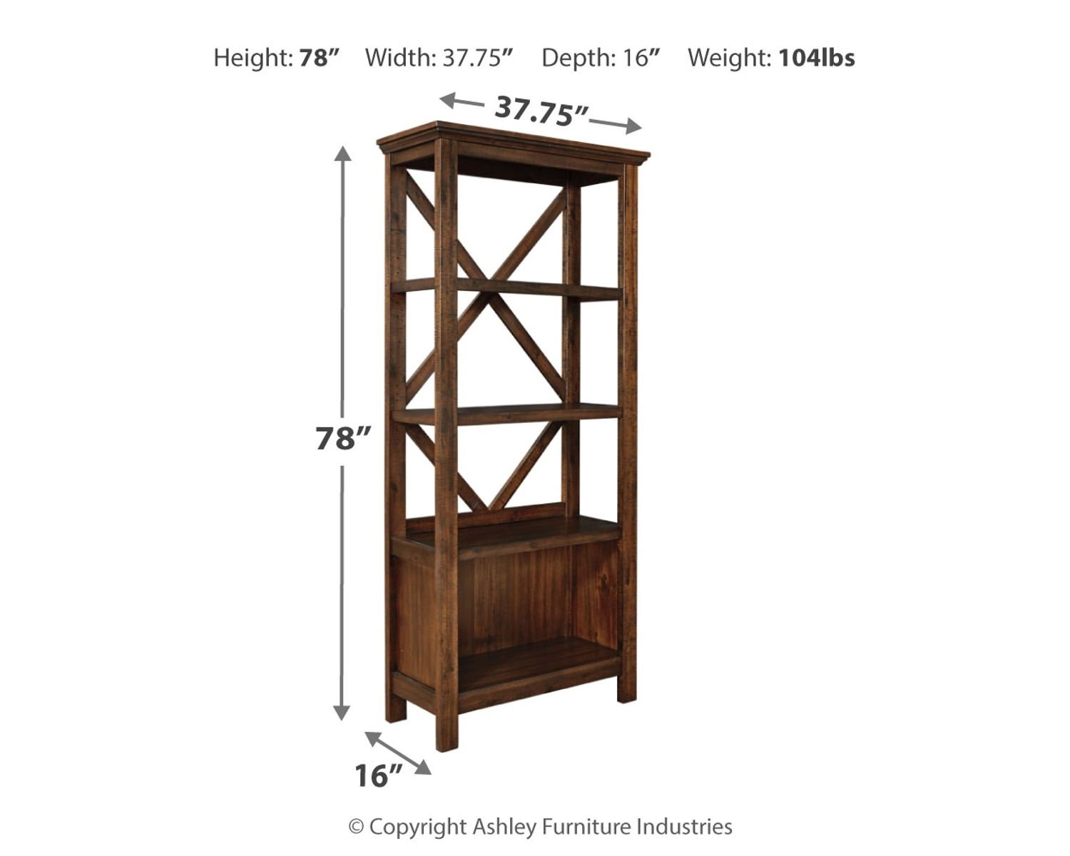 Baldridge - Large Bookcase - Rustic Brown - Image 4