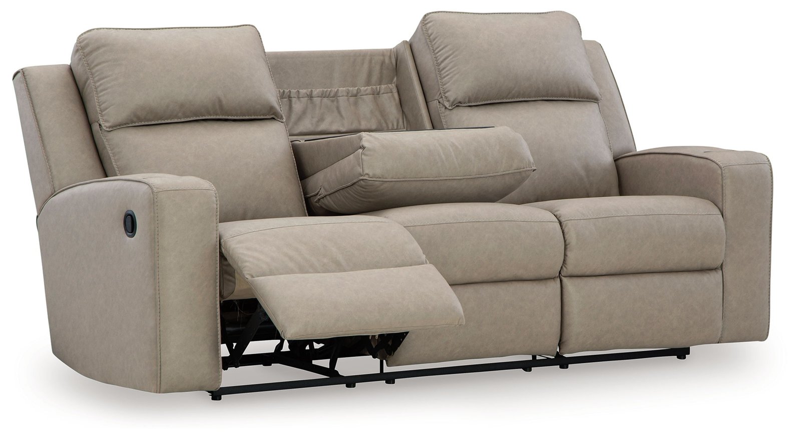 Lavenhorne - Rec Sofa W/Drop Down Table - Pebble - Image 4