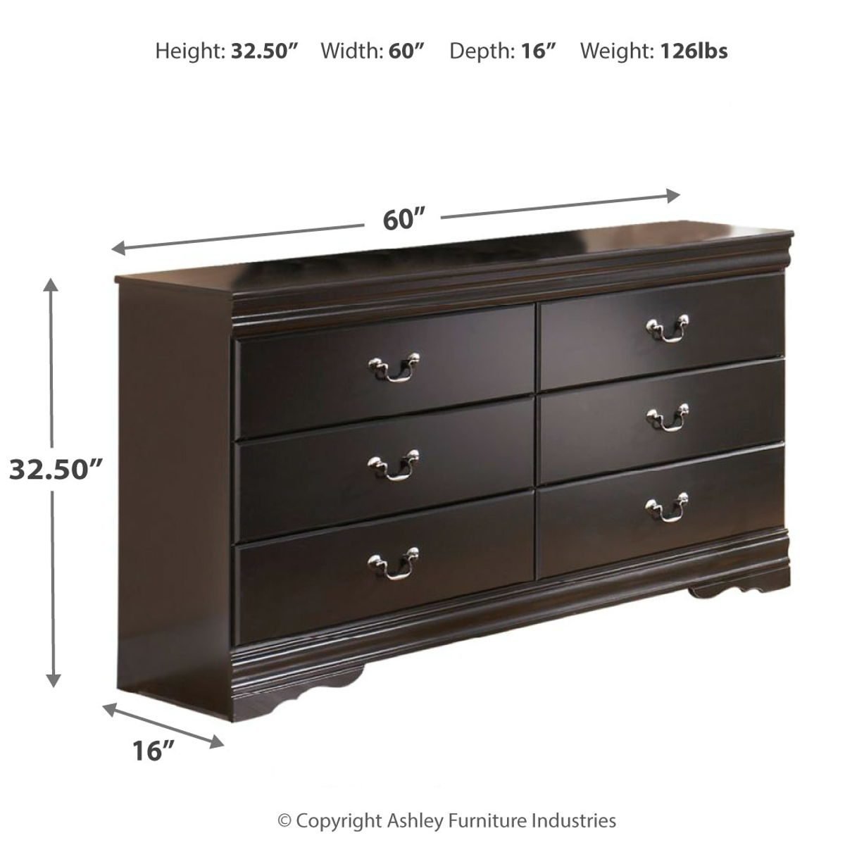 Huey Vineyard - Six Drawer Dresser - Black - Image 2