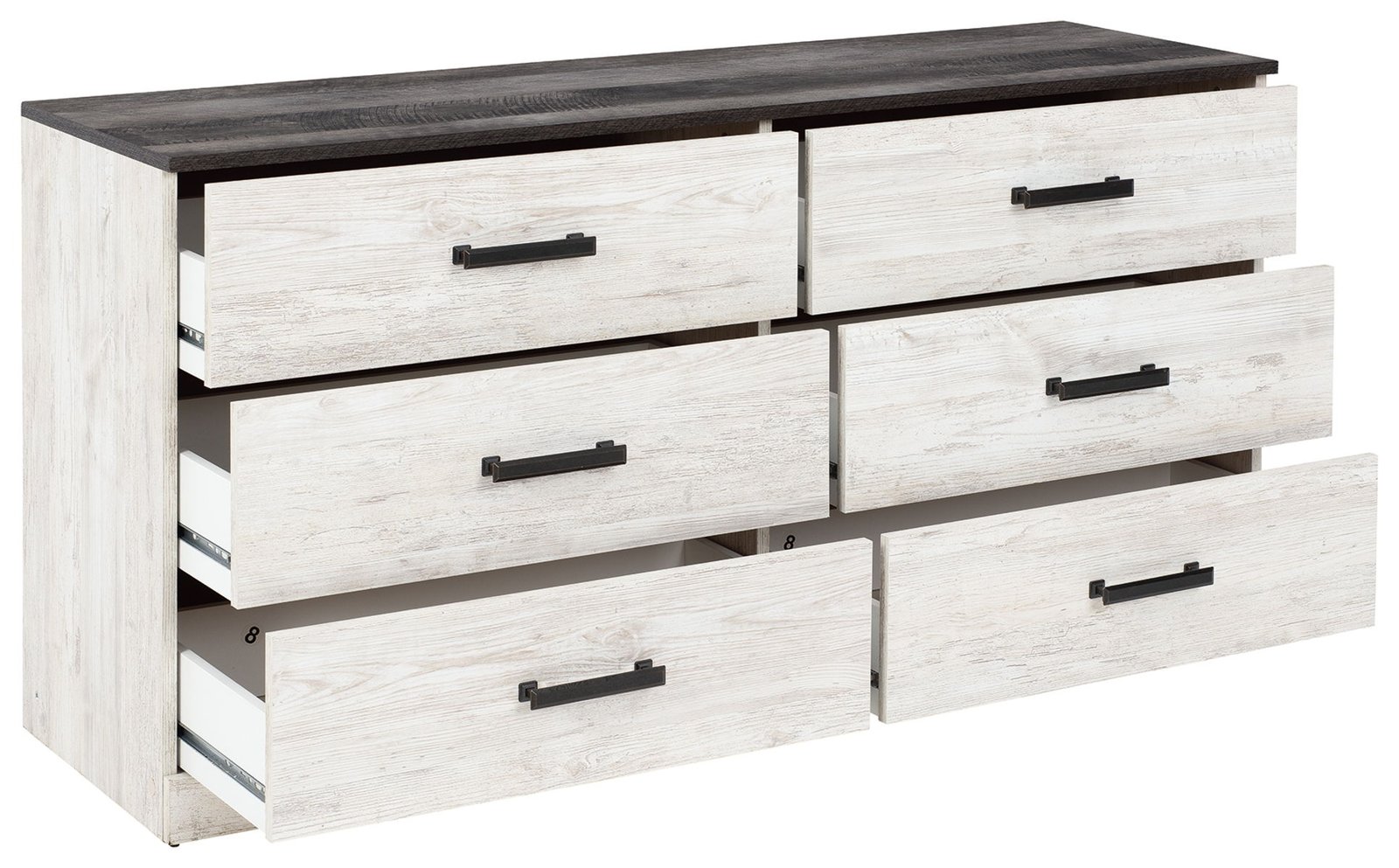 Shawburn - Six Drawer Dresser - Pewter-tone pulls - White / Black / Gray - Image 4