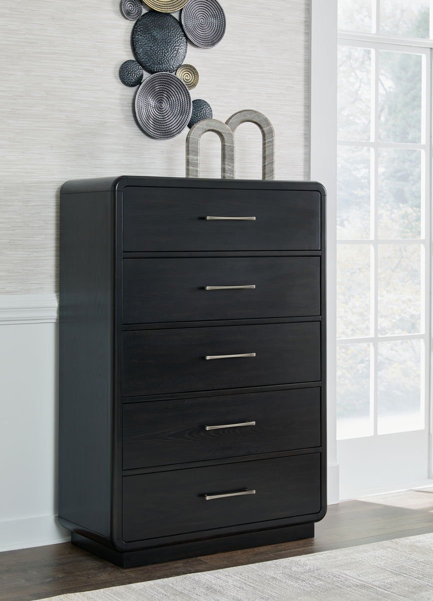 Rowanbeck - Five Drawer Chest - Black - Image 2