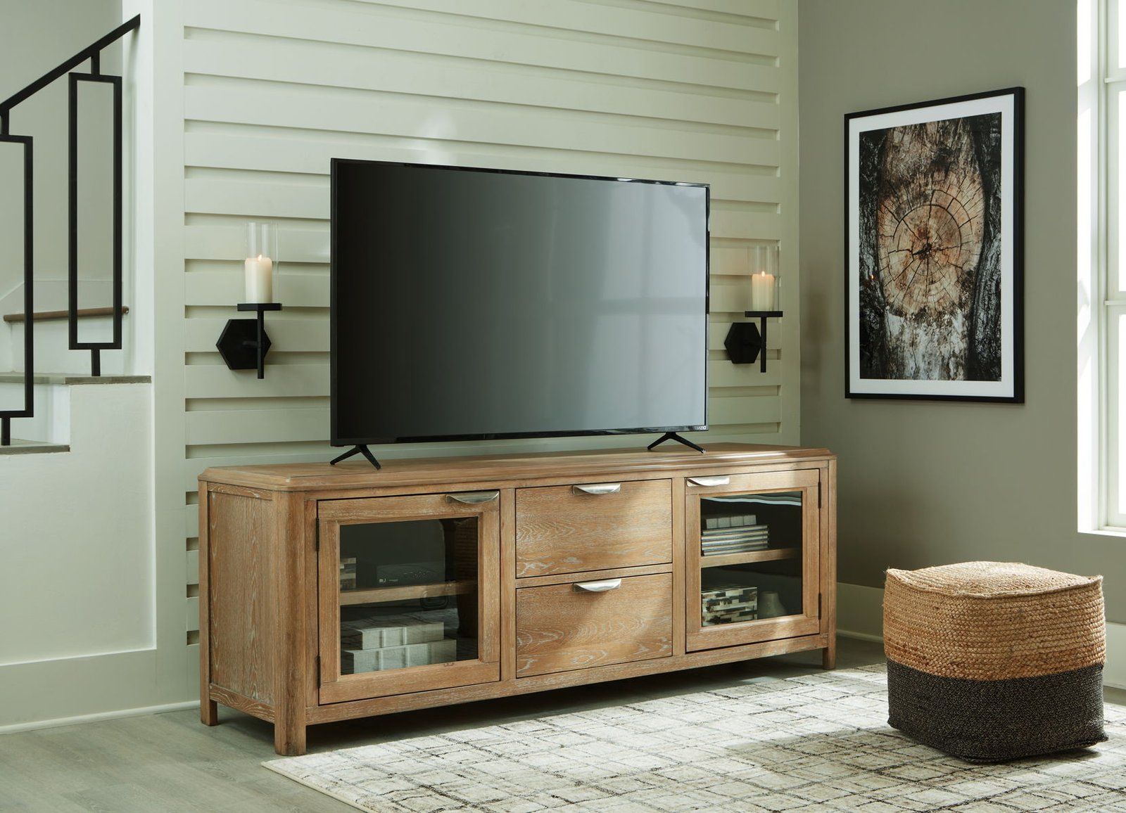 Rencott - Extra Large TV Stand - Light Brown - Image 4