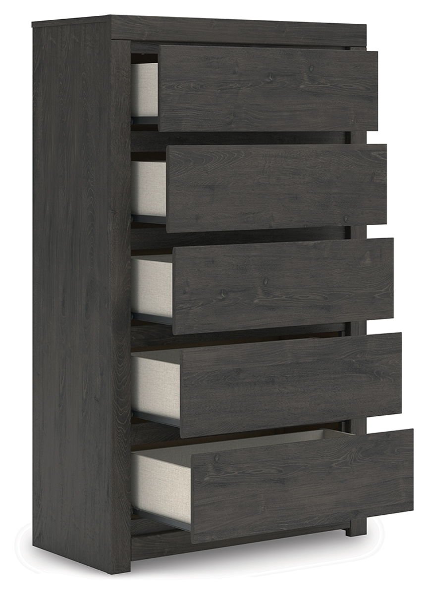 Fraluna - Five Drawer Chest - Charcoal - Image 3