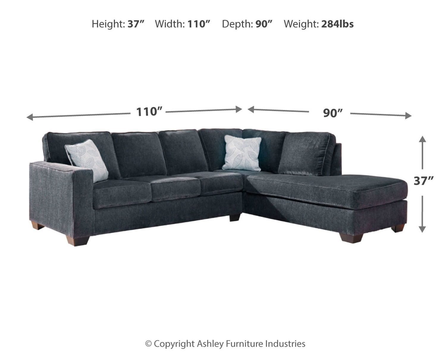 Altari - Right Arm Facing Corner Chaise With Sleeper 2 Pc Sectional - Slate - Image 4