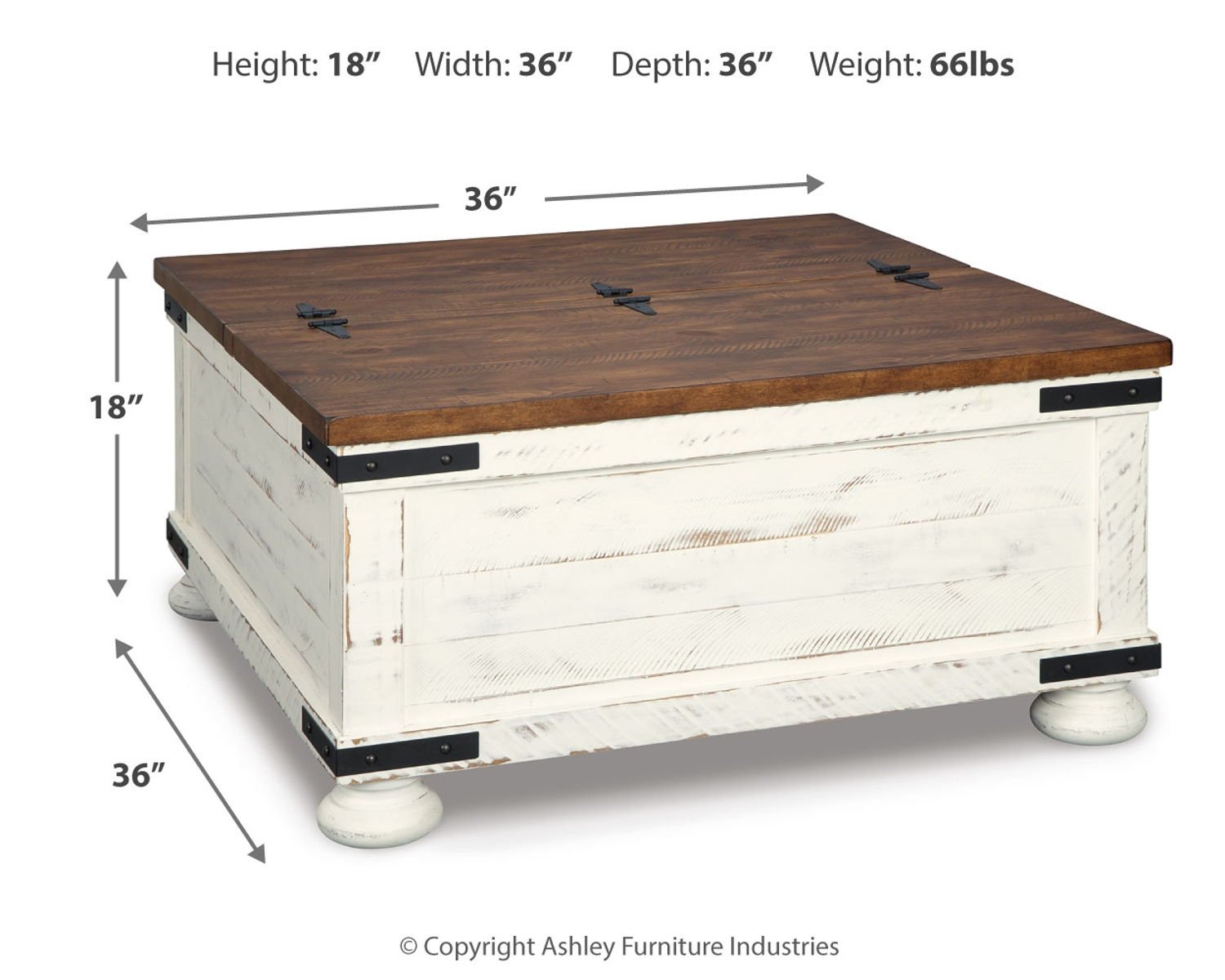 Wystfield - Cocktail Table with Storage - White / Brown - Image 3