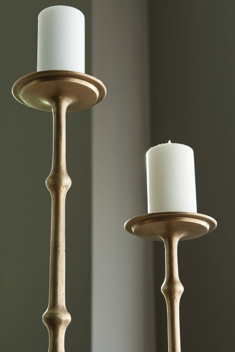 Larwick - Candle Holder Set (Set of 2) - Antique Brass Finish - Image 2