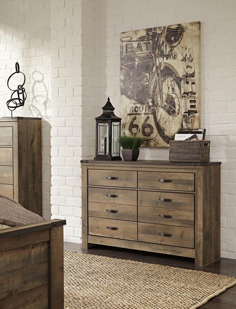 Trinell - Six Drawer Dresser - 61.34" x 15.98" x 42.99" - Brown Dark - Image 3