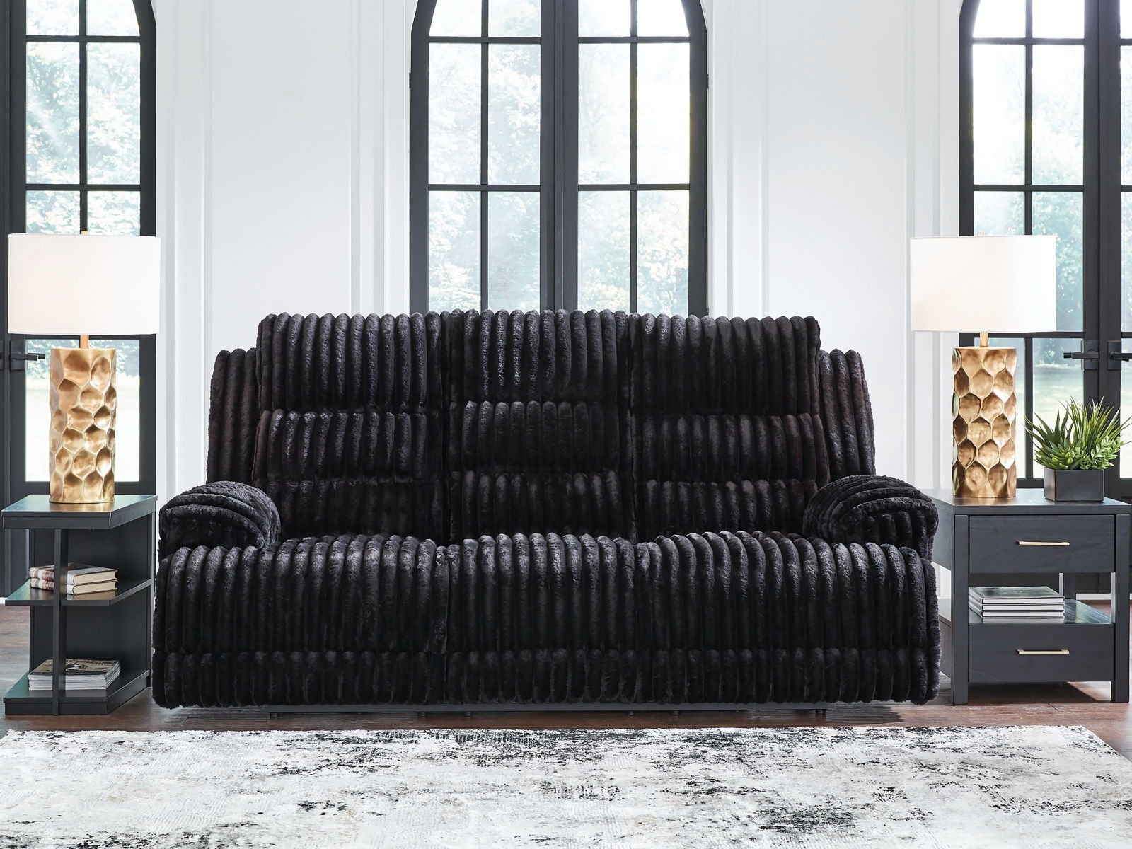 Rhine Falls - Reclining Power Sofa With Drop Down Table - Onyx - Image 2