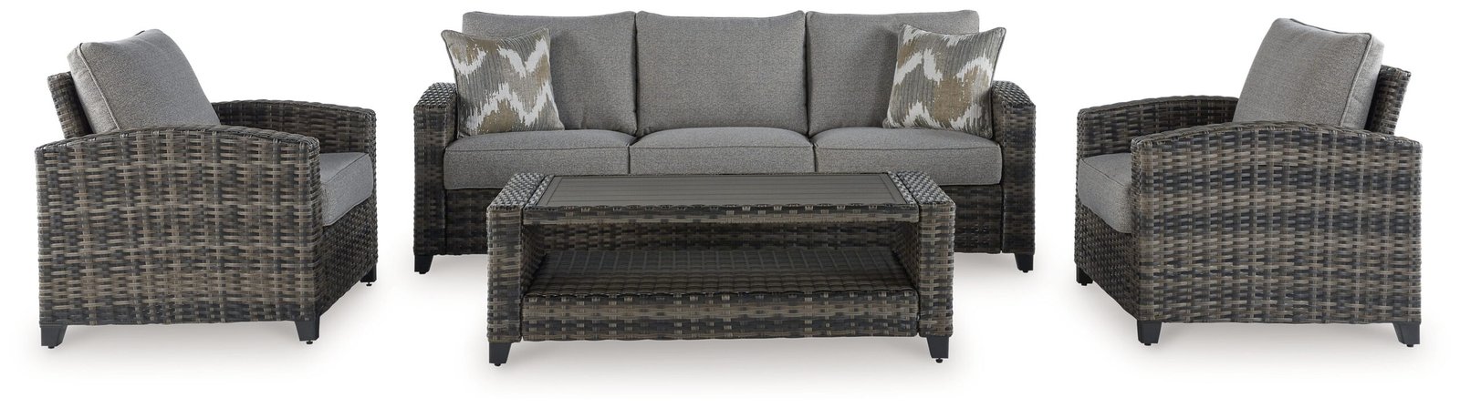 Oasis Court - Sofa, Chairs, Table Set (Set of 4) - Gray - Image 4