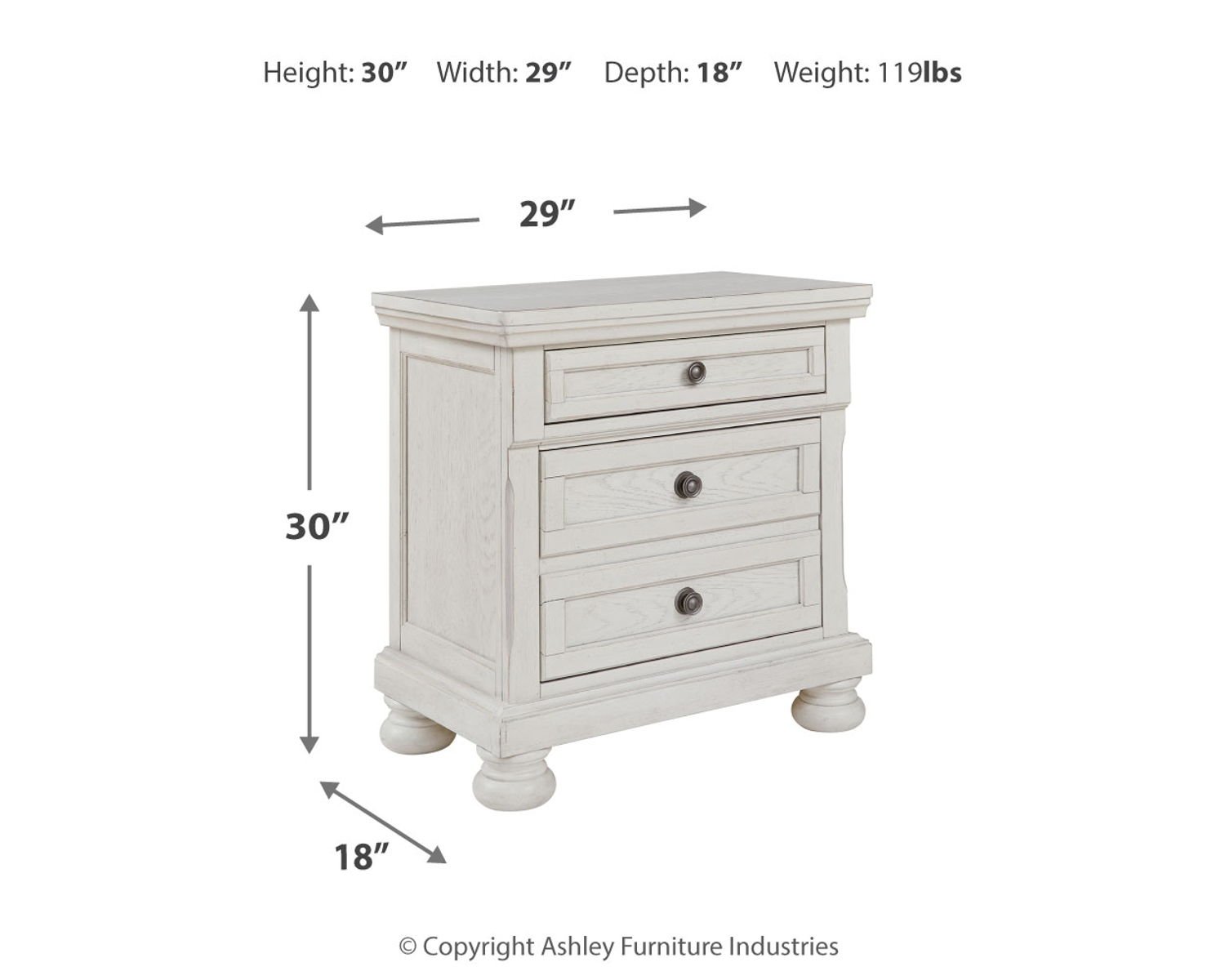 Robbinsdale - Two Drawer Night Stand - Antique White - Image 3