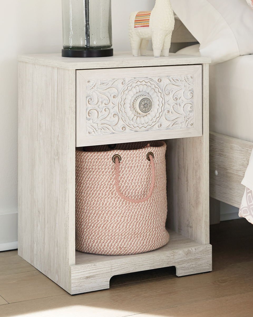 Paxberry - One Drawer Night Stand - Whitewash - Image 2