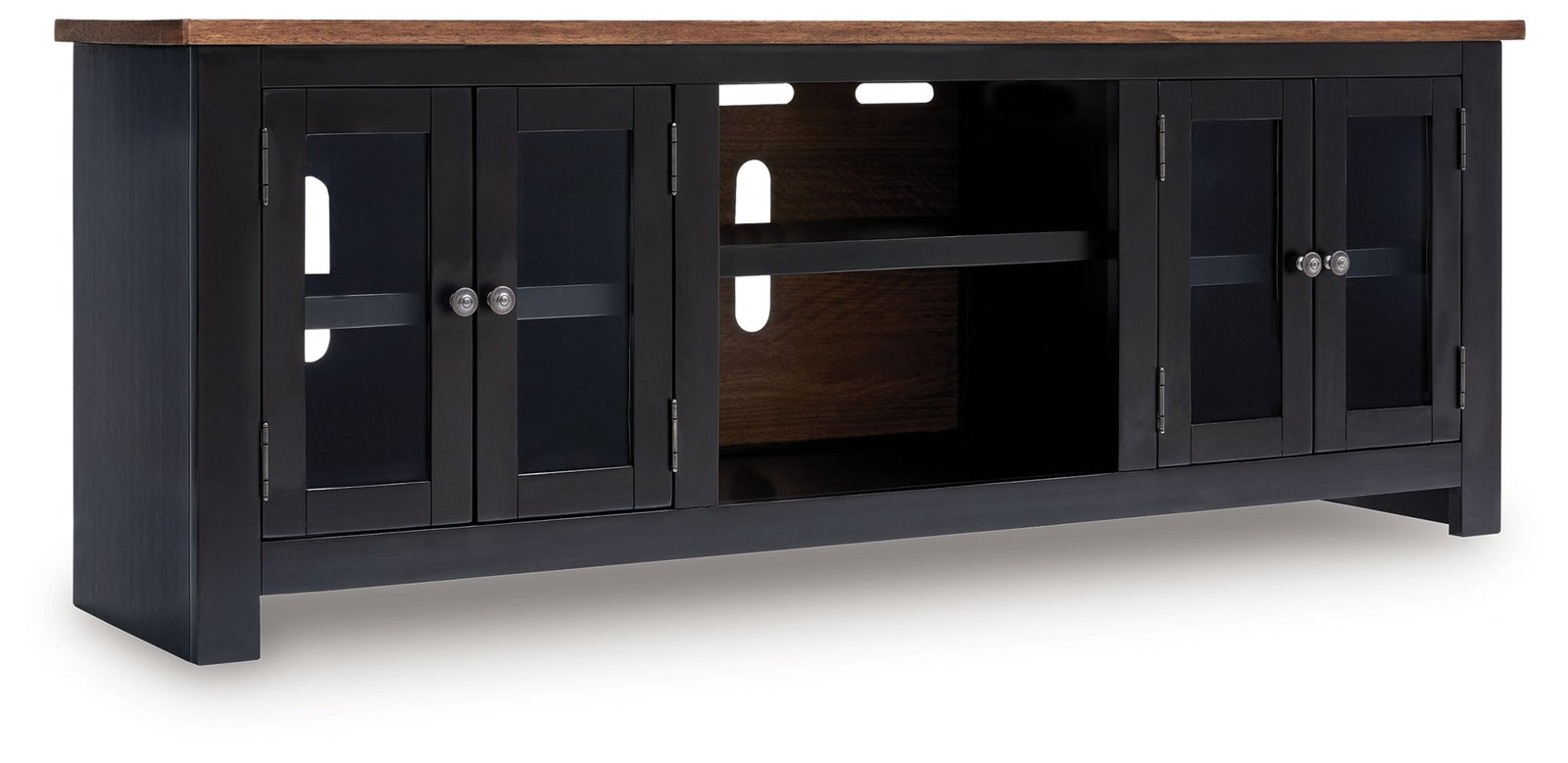 Wildenauer - XL TV Stand With Fireplace Option - Brown / Black - Image 2