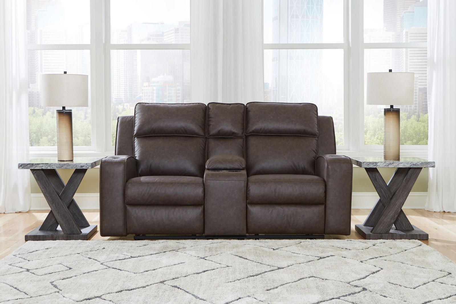 Lavenhorne - Dbl Rec Loveseat W/Console - Granite - Image 4