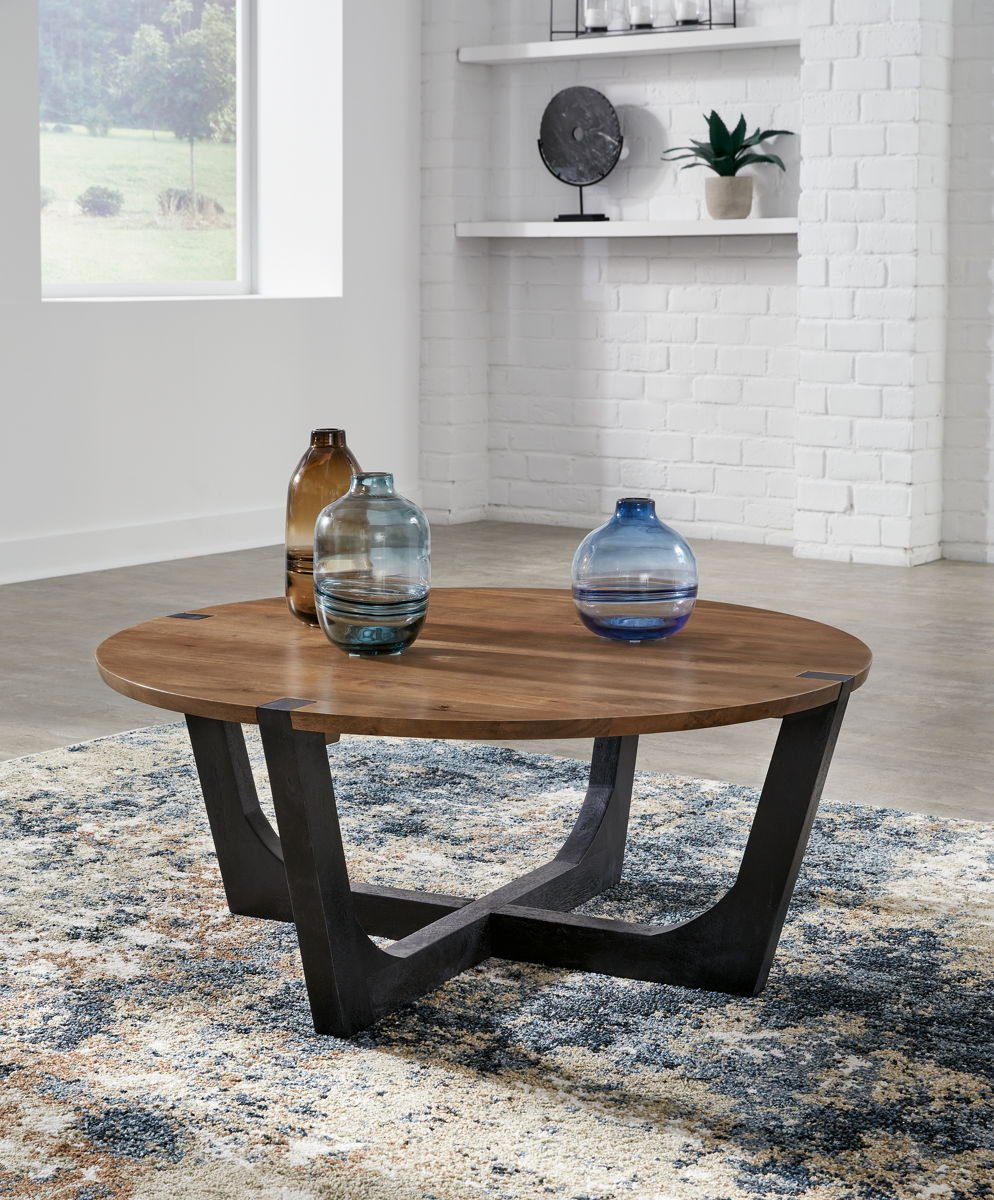 Hanneforth - Round Cocktail Table - Brown - Image 4