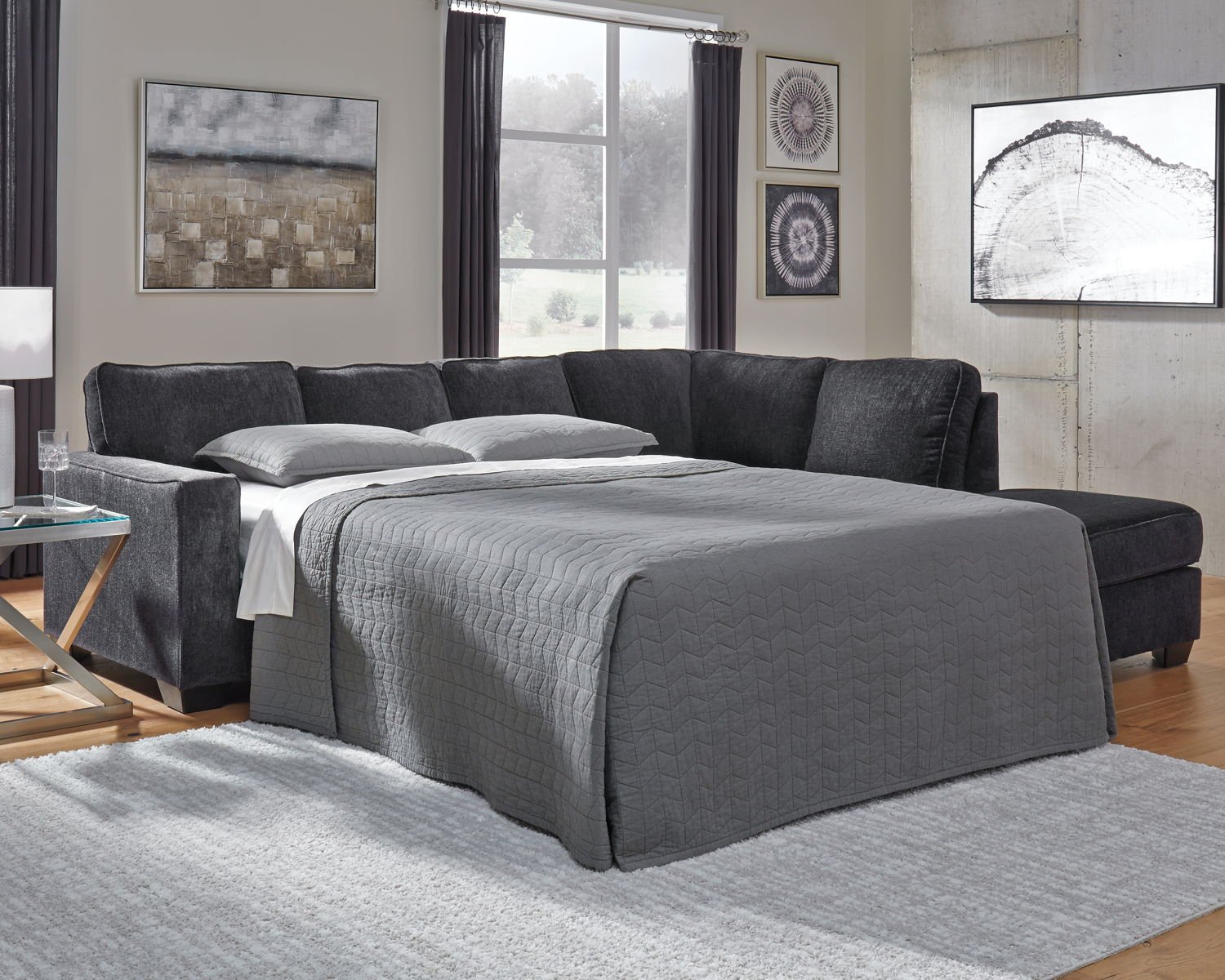 Altari - Right Arm Facing Corner Chaise With Sleeper 2 Pc Sectional - Slate - Image 2