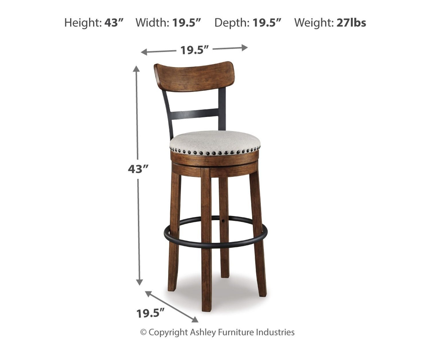 Valebeck - Tall Upholstered Swivel Barstool - Image 3
