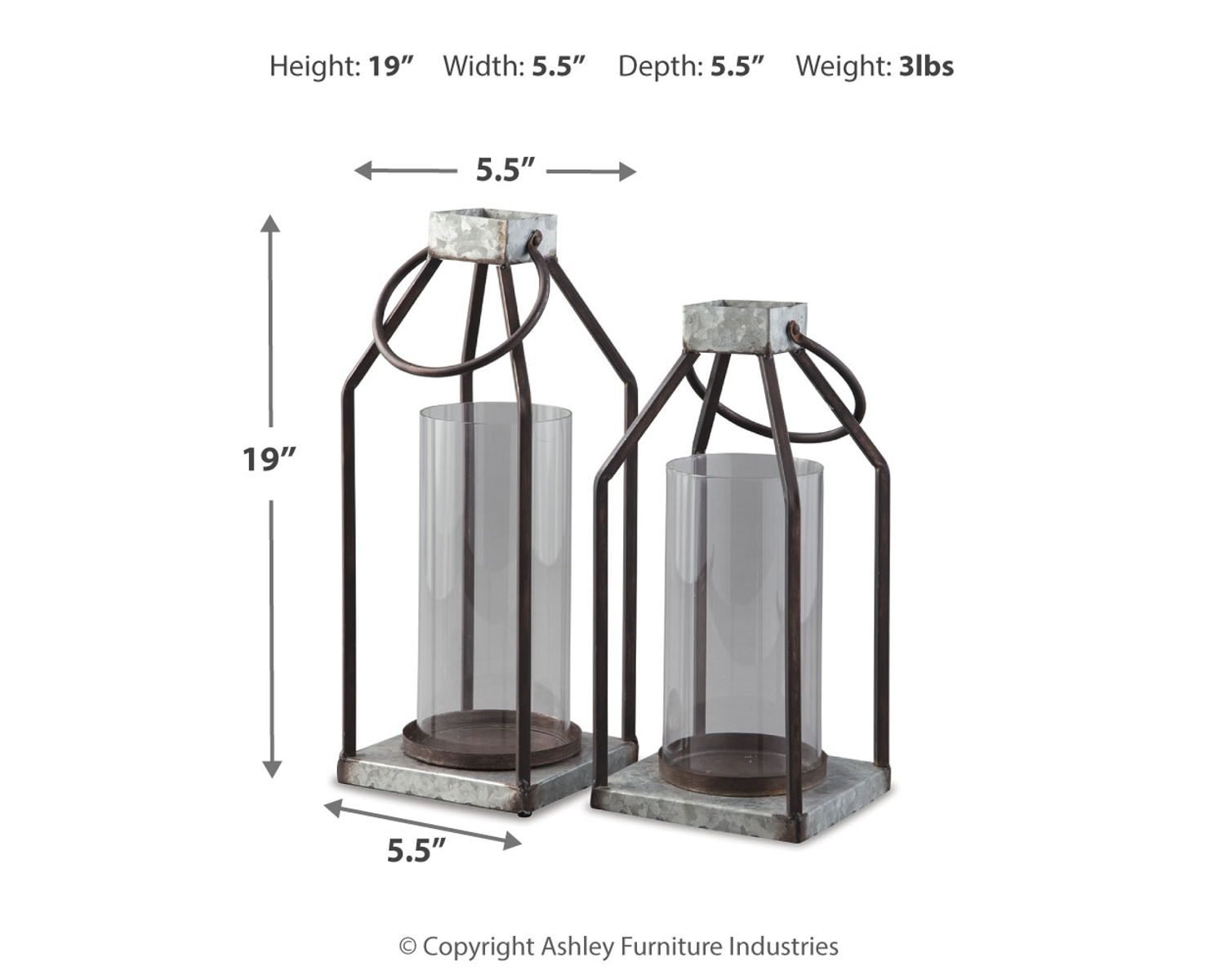 Diedrick - Lantern Set (Set of 2) - Gray / Black - Image 2