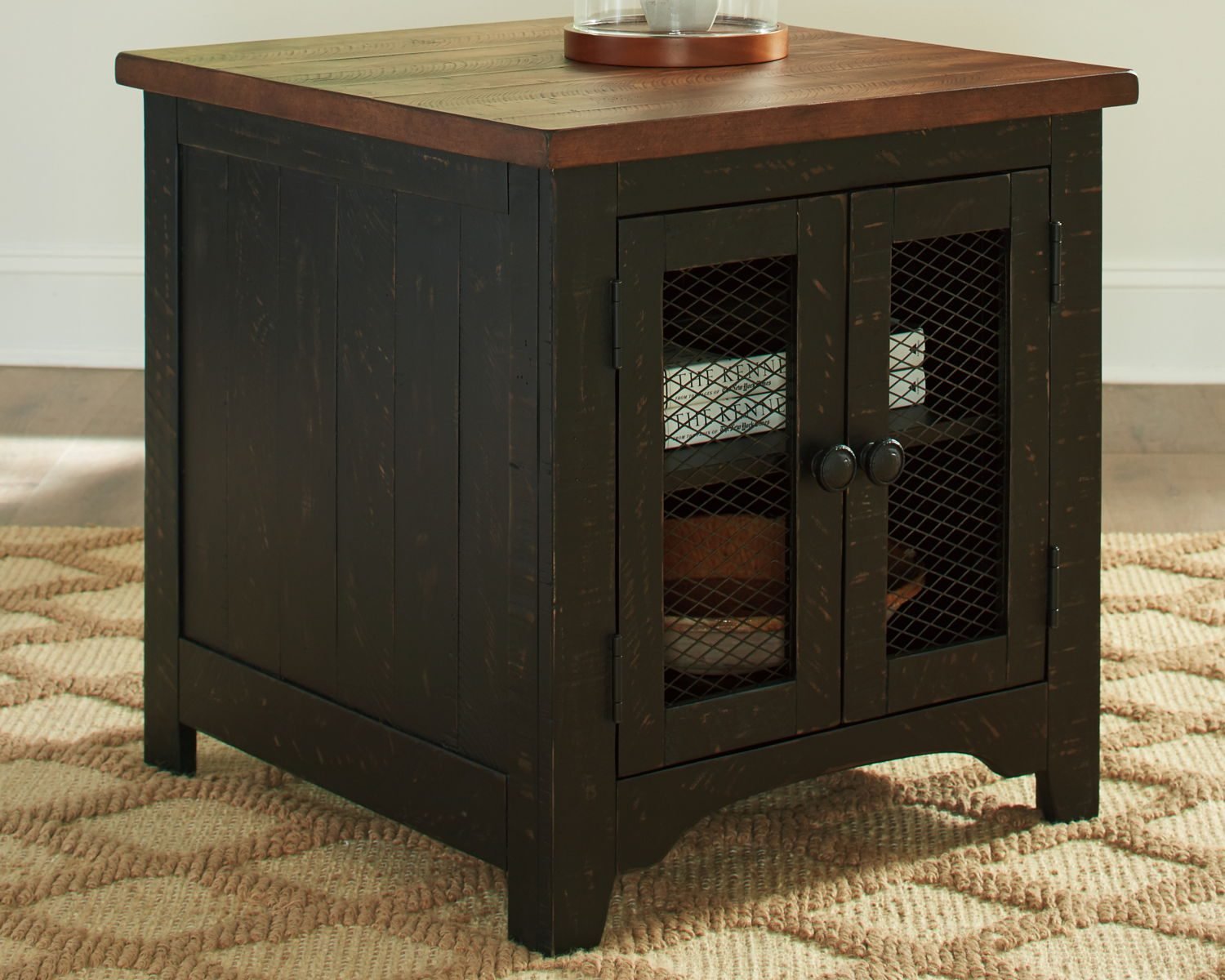 Valebeck - Rectangular End Table - Black / Brown - Image 3