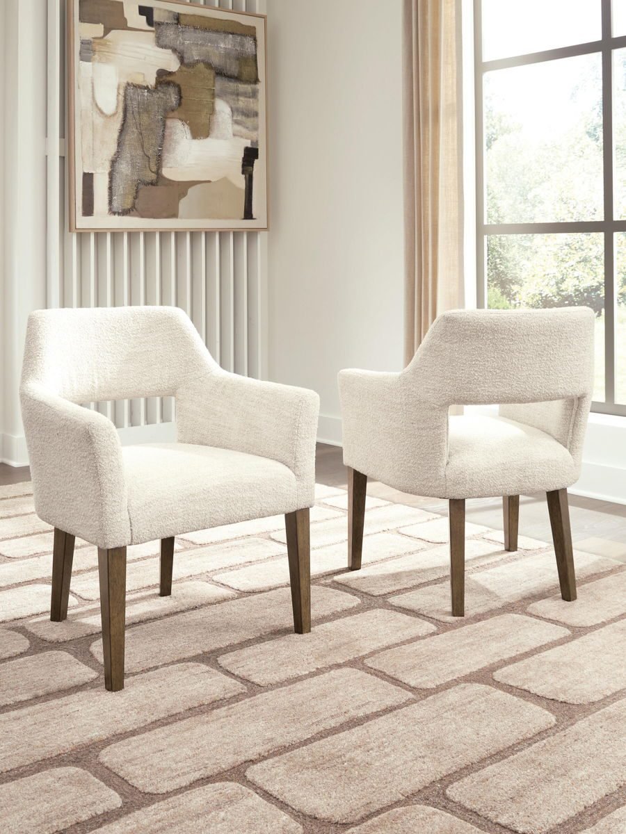Marxmore - Dining Upholstered Arm Chair (Set of 2) - Beige / Brown - Image 4