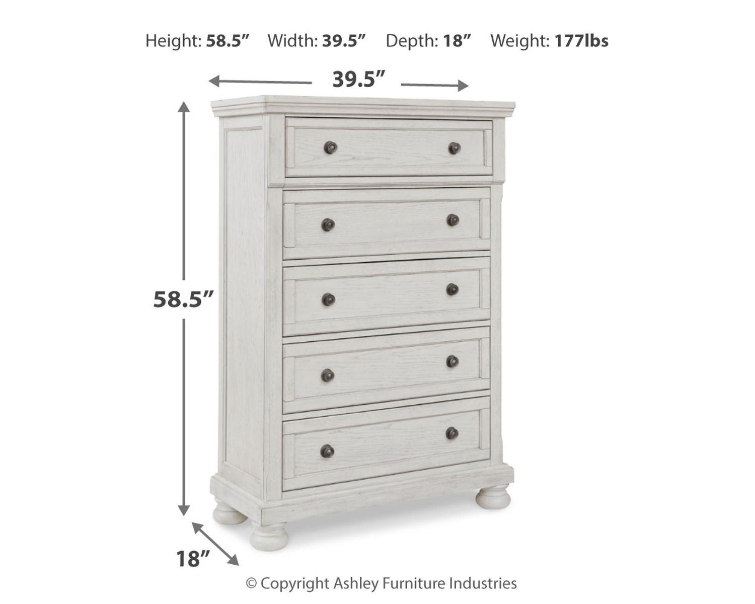 Robbinsdale - Five Drawer Chest - Antique White - Image 3