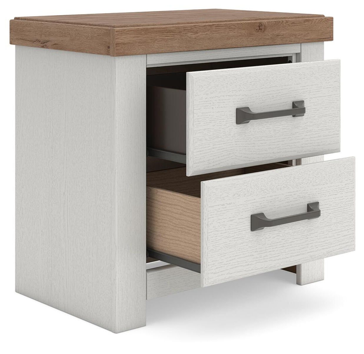 Savonport - Two Drawer Night Stand - White / Brown - Image 3