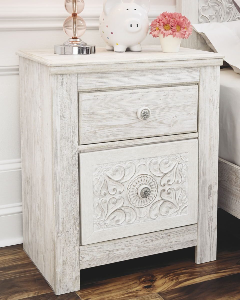 Paxberry - Two Drawer Night Stand - Whitewash - Image 2
