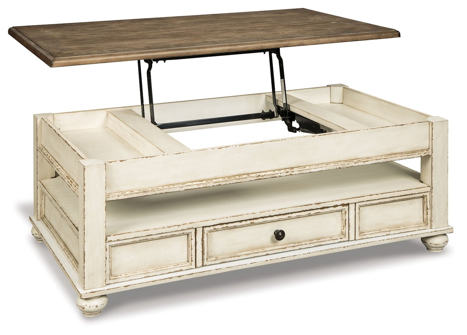 Realyn - Lift Top Cocktail Table - White / Brown - Image 4