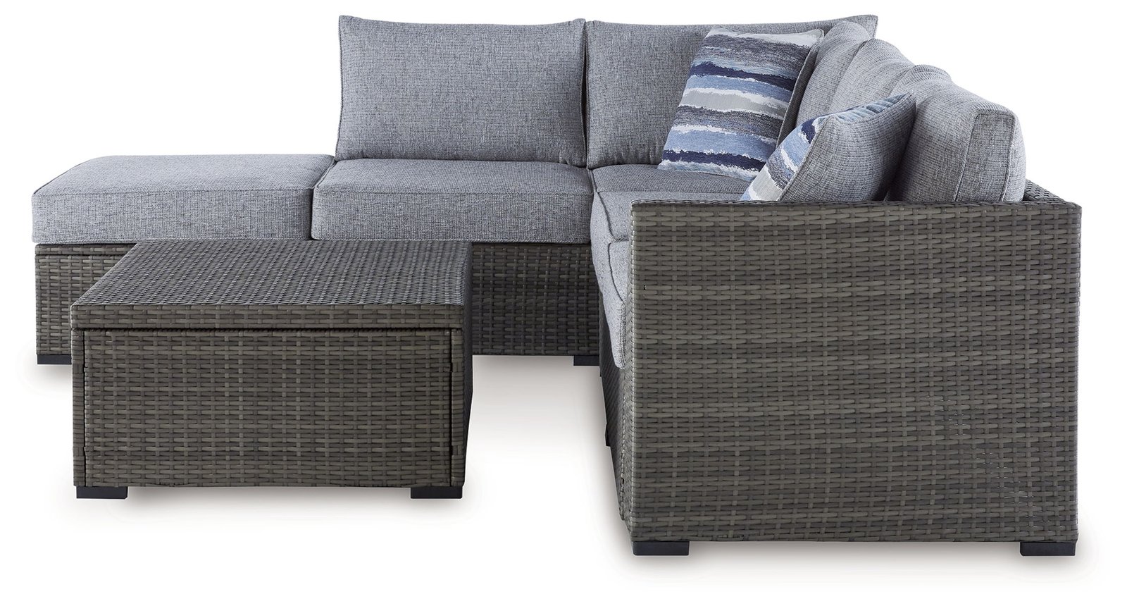 Petal Road - Loveseat Sectional, Ottoman, Table Set (Set of 4) - Gray - Image 3