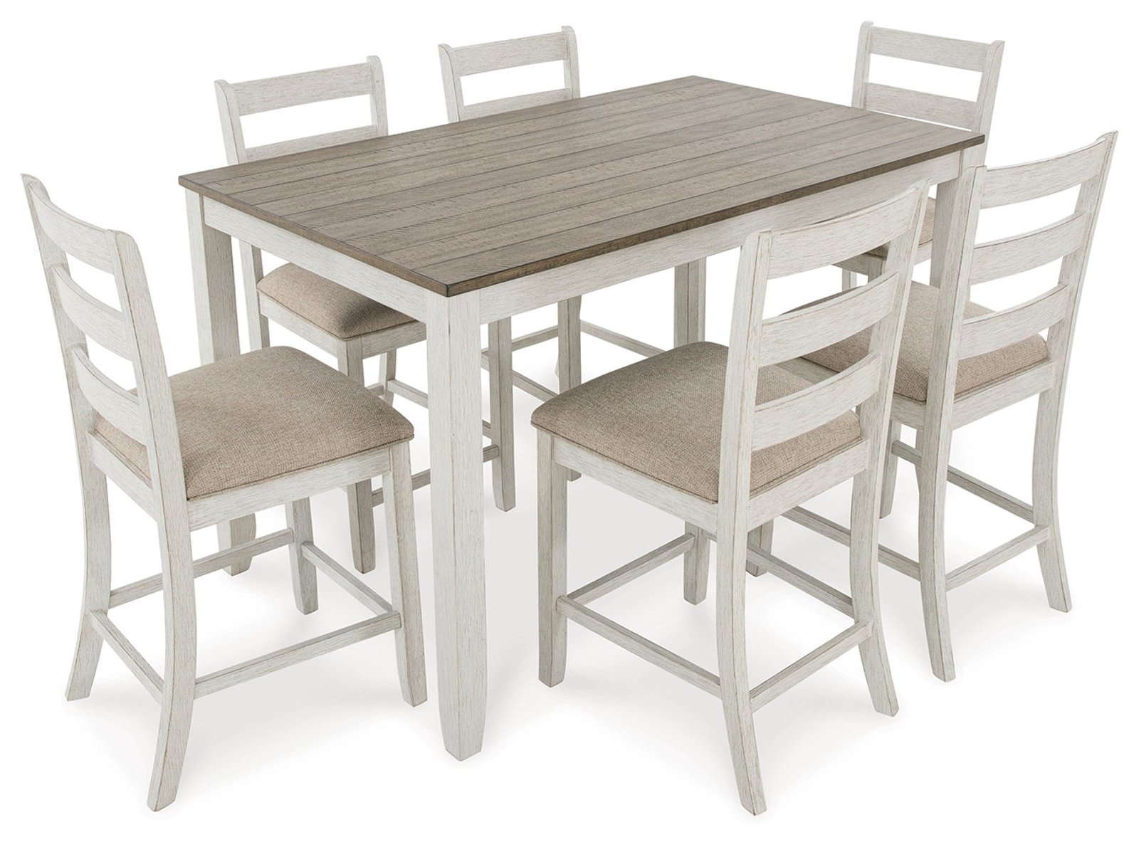 Skempton - Counter Height Dining Table and Bar Stools (Set of 7) - White / Light Brown - Image 4