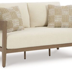 Serene Bay - Loveseat With Cushion - Dark Brown / White