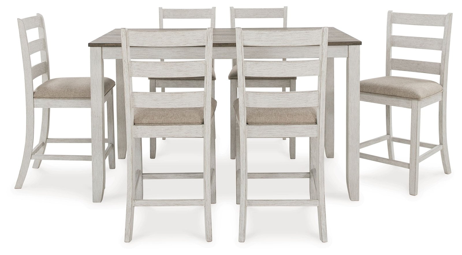 Skempton - Counter Height Dining Table and Bar Stools (Set of 7) - White / Light Brown - Image 2