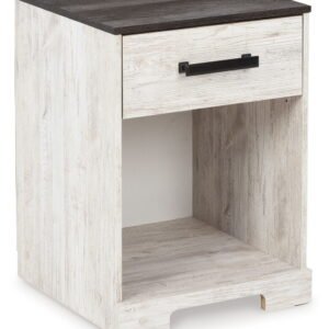Shawburn - One Drawer Night Stand - Open Cubby - White / Black / Gray