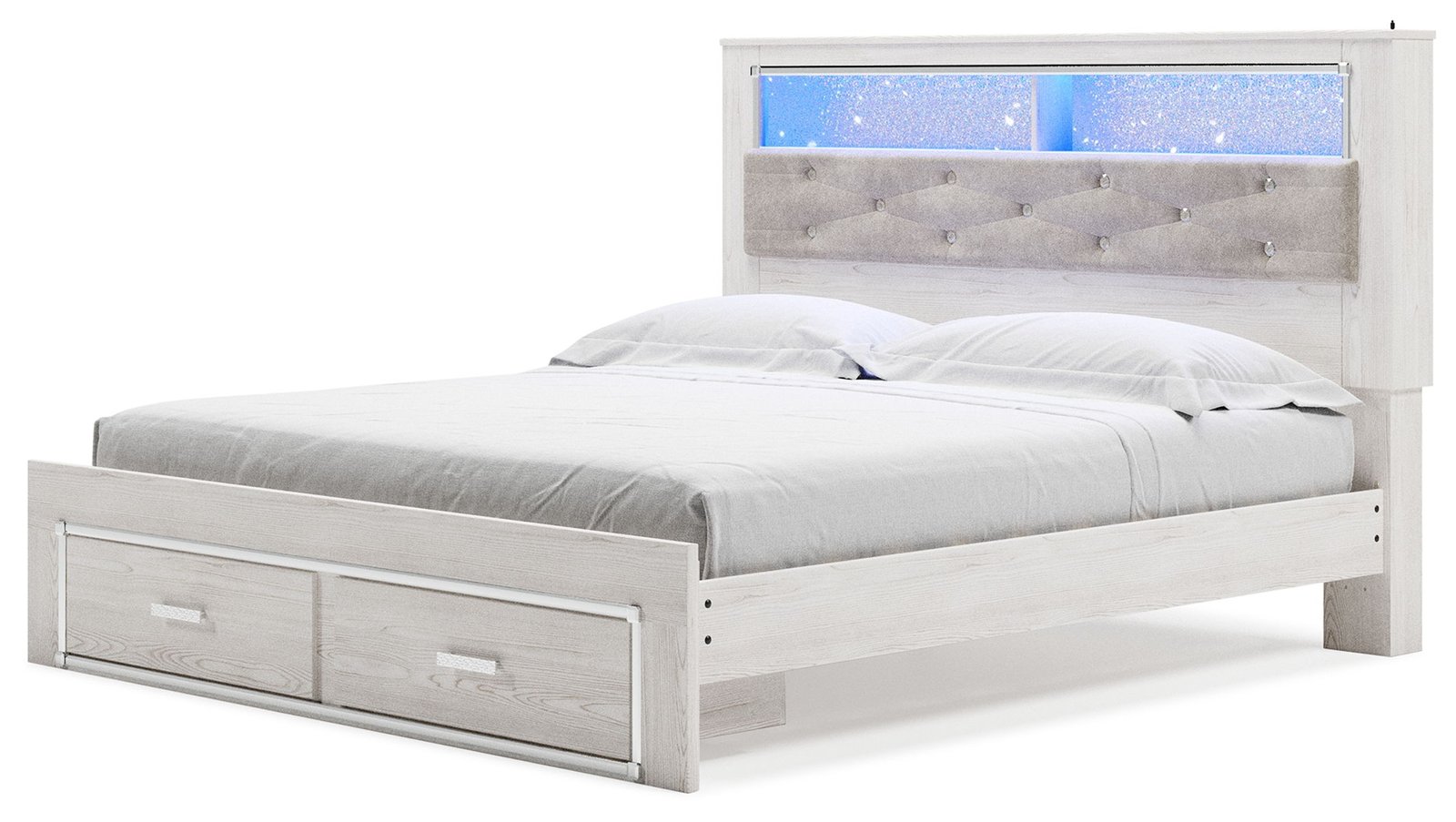 Altyra - King Upholstered Bookcase Bed With Storage - White - Image 2