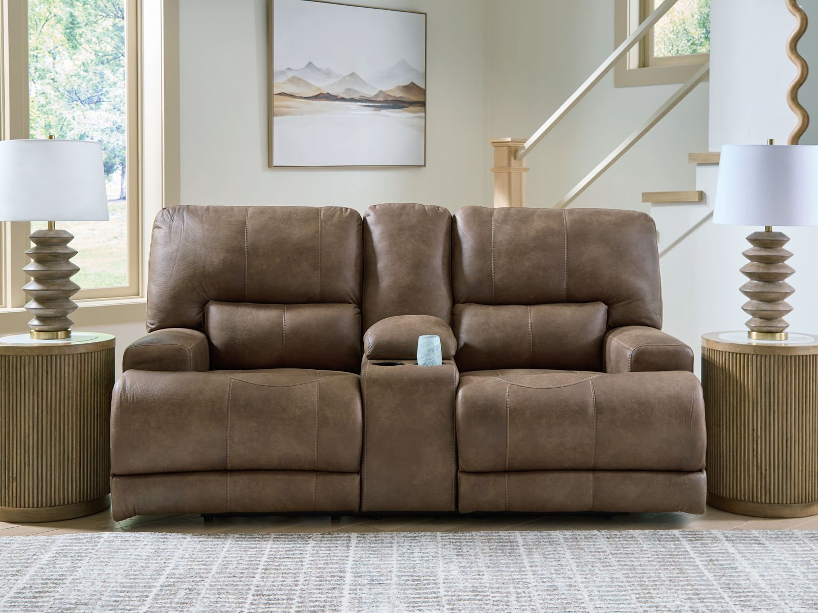 Beckley Place - Power Reclining Loveseat With Console / Adjustable Headrest - Earth - Image 3