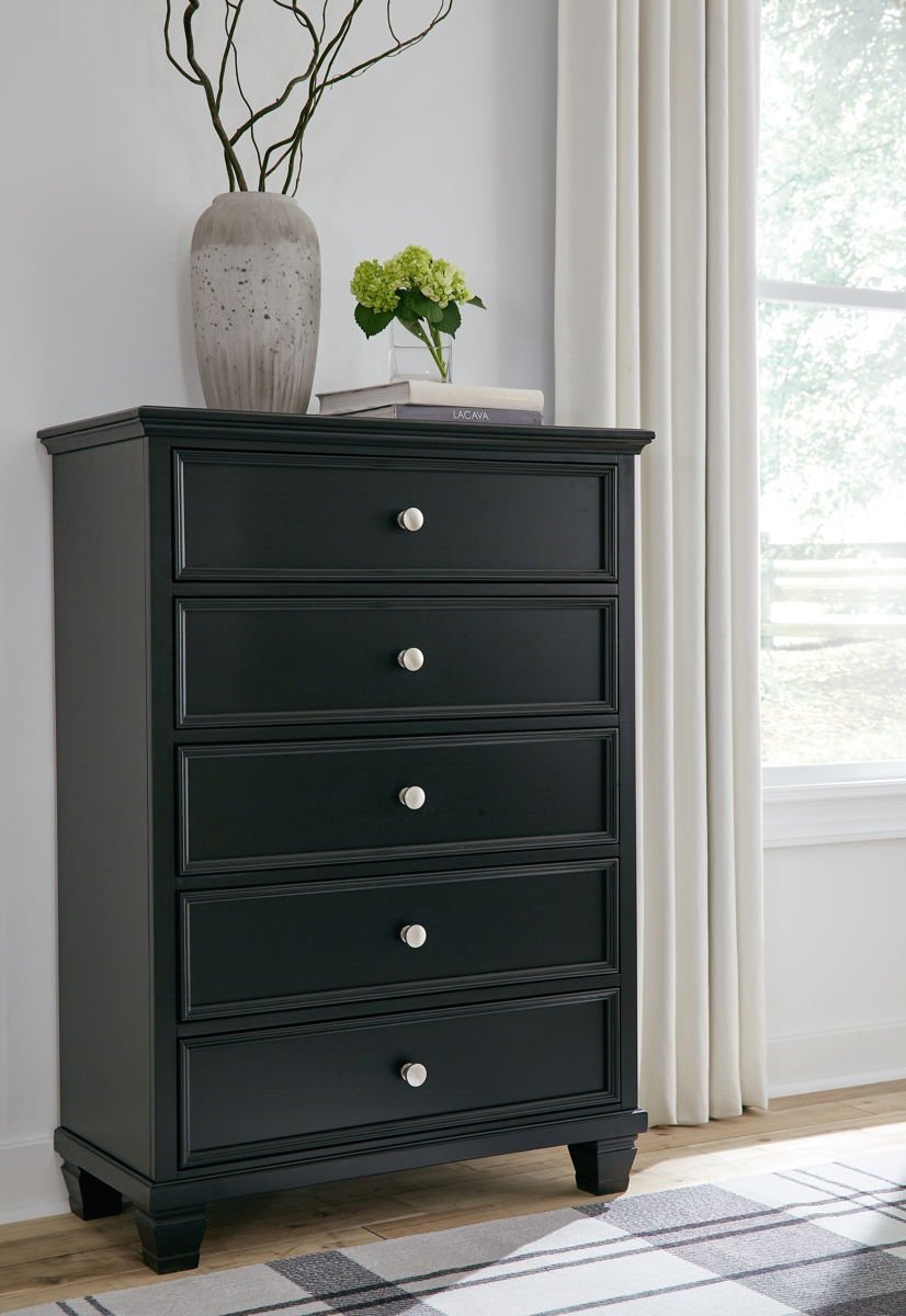 Lanolee - Five Drawer Chest - Black - Image 4