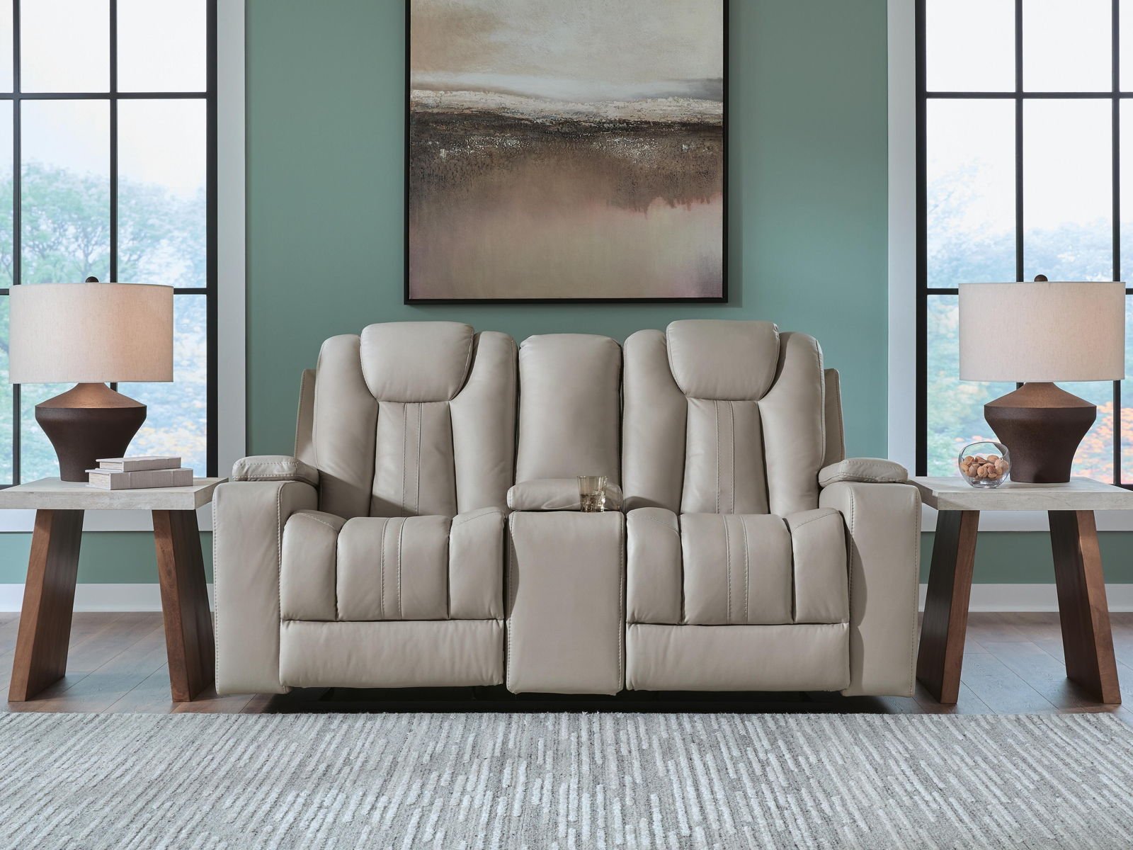 Elevate Edges - Glide Reclining Loveseat With Console - Coin - Image 3