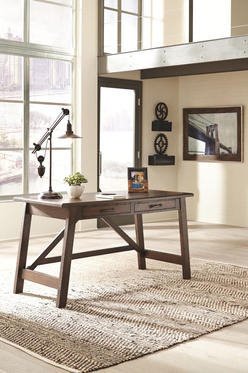 Baldridge - Home Office Large Leg Desk - Rustic Brown - Image 2