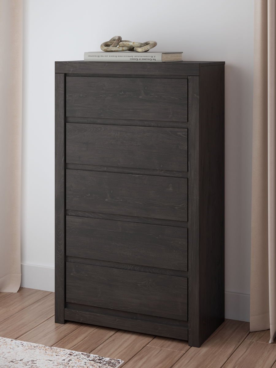 Fraluna - Five Drawer Chest - Charcoal - Image 4